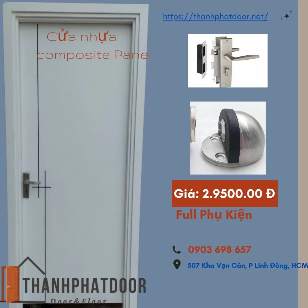 Cửa nhựa composite panel trắng trơn tối giản