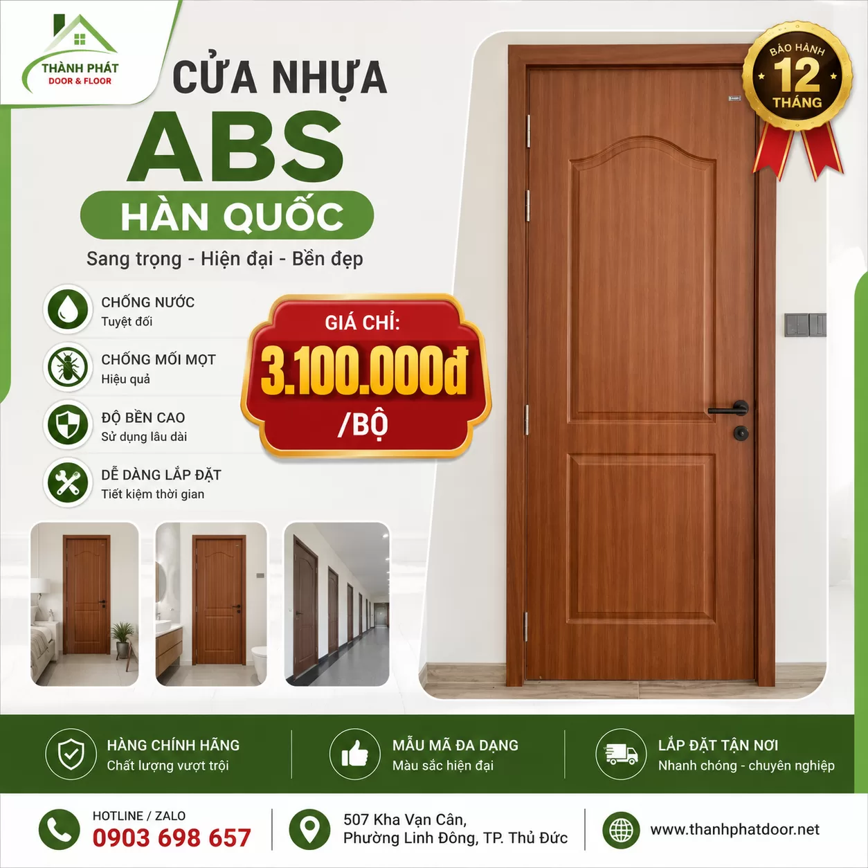 Giá Cửa Nhựa Tháng 9/2026 Mới Nhất – Chỉ Từ 1.650.000 Đ/Bộ Cửa nhựa ABS Hàn Quốc