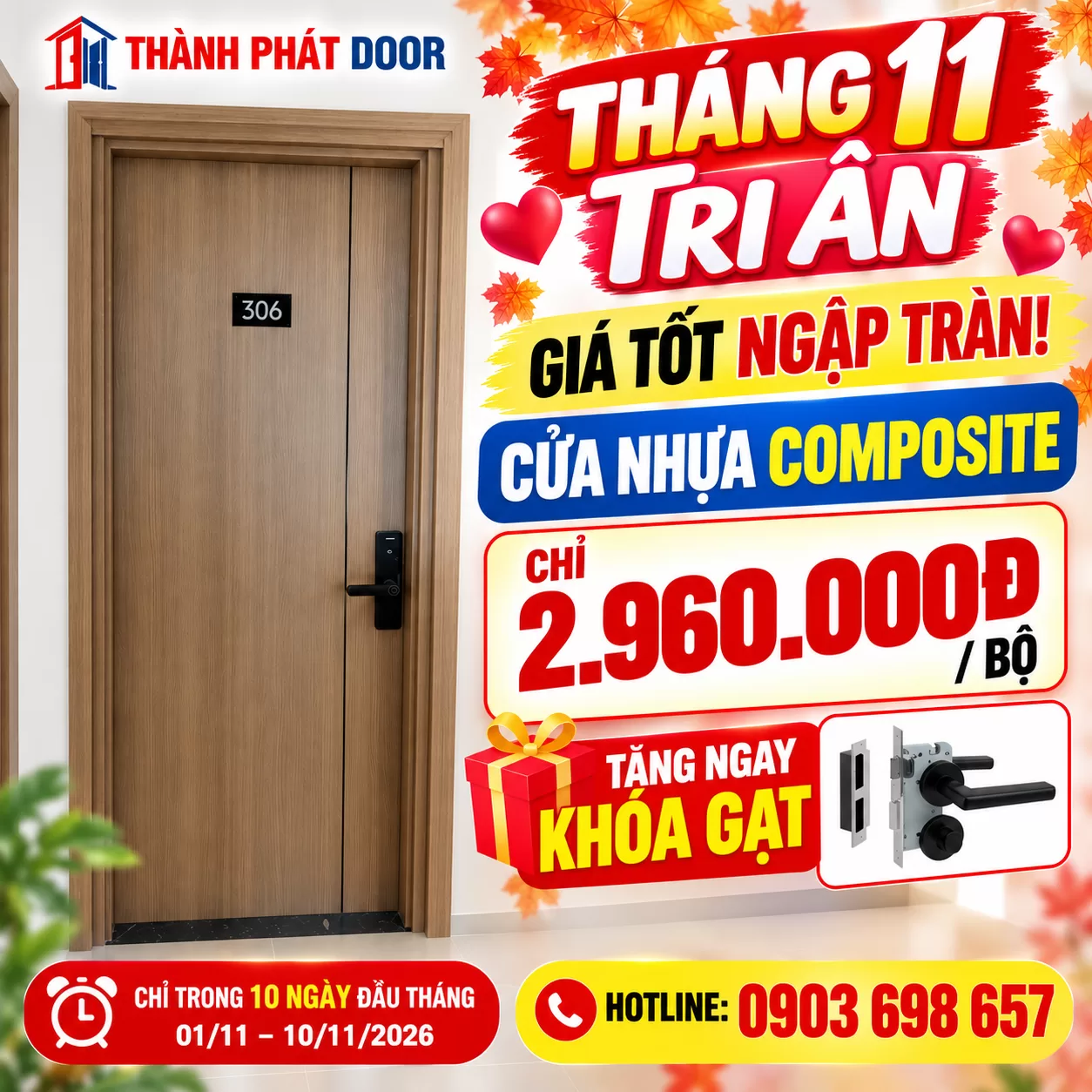 Khuyến Mãi Cửa Nhựa Tháng 11/2026 – Giá Tốt, Tặng Khóa Tại Thành Phát Door